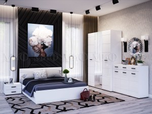 Модульная спальня Нэнси New Белый глянец (Миф)